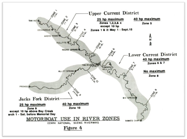 Figure 10: Map of Motorboat Use in River Zones (River Use Management Plan, 1989)