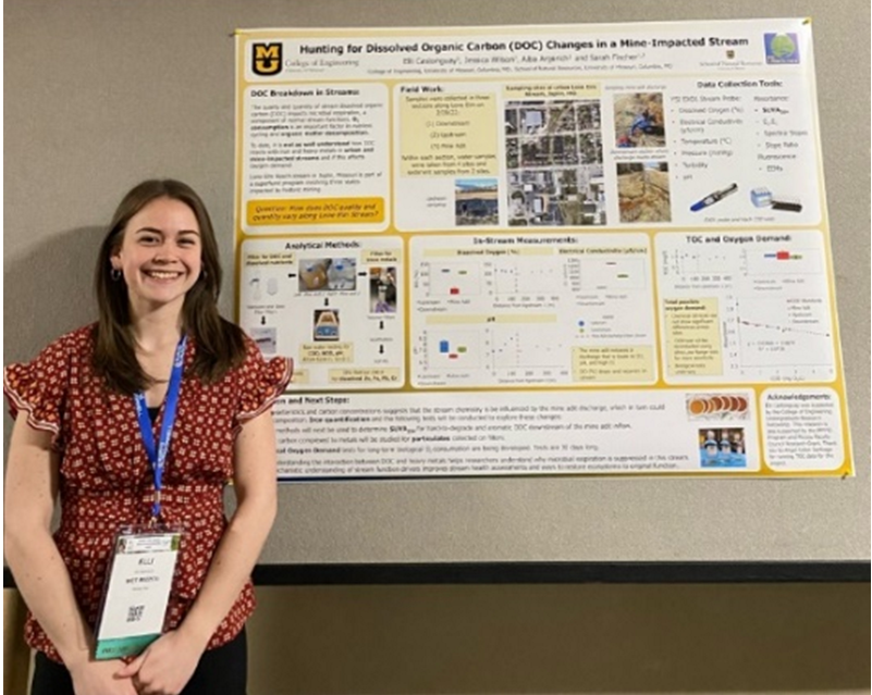 Figure 5: Elli Castonguay presented her poster at the AWWA/MWEA joint conference on March 28th, 2022